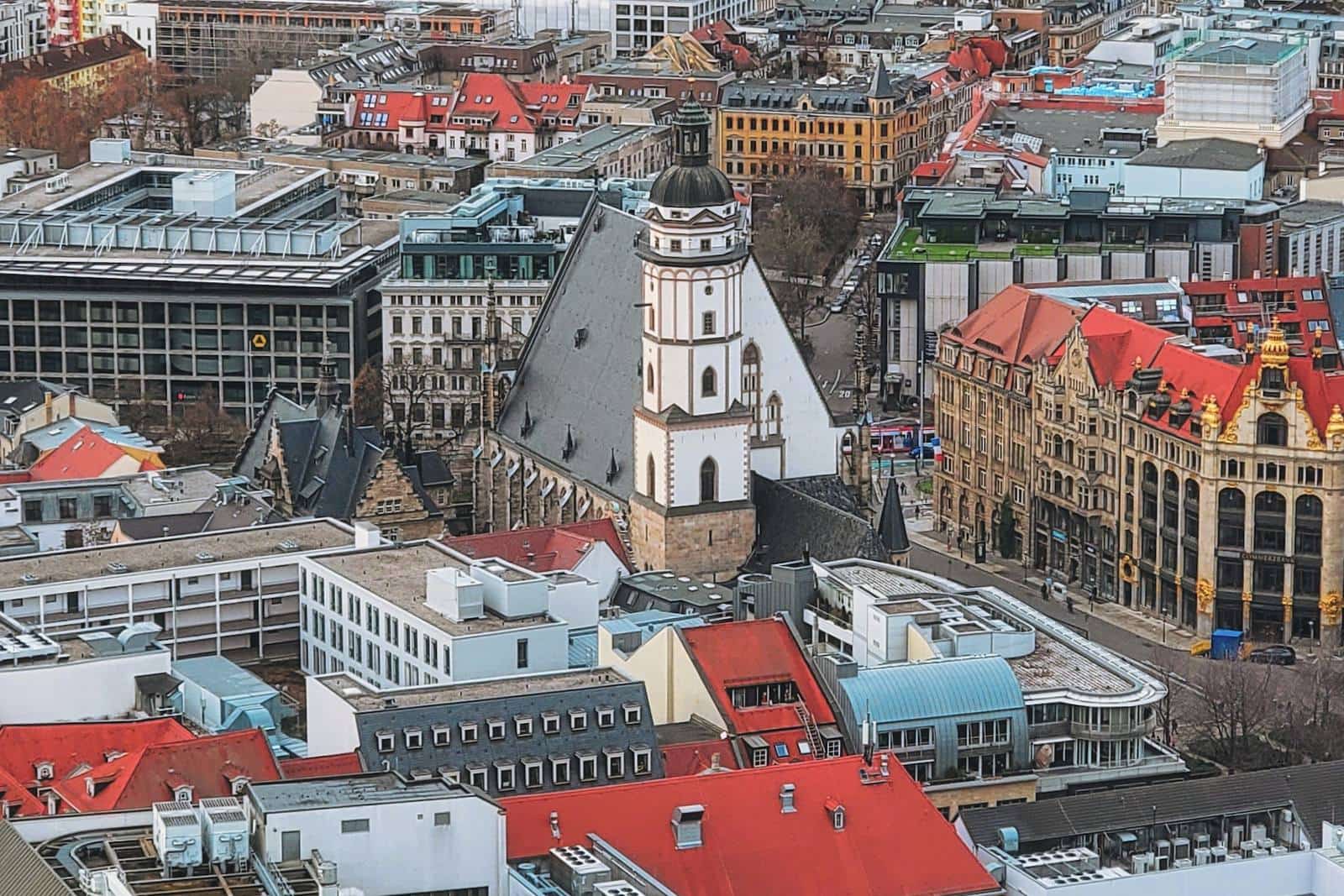 Die Leipziger Innenstadt mit der Thomaskirche